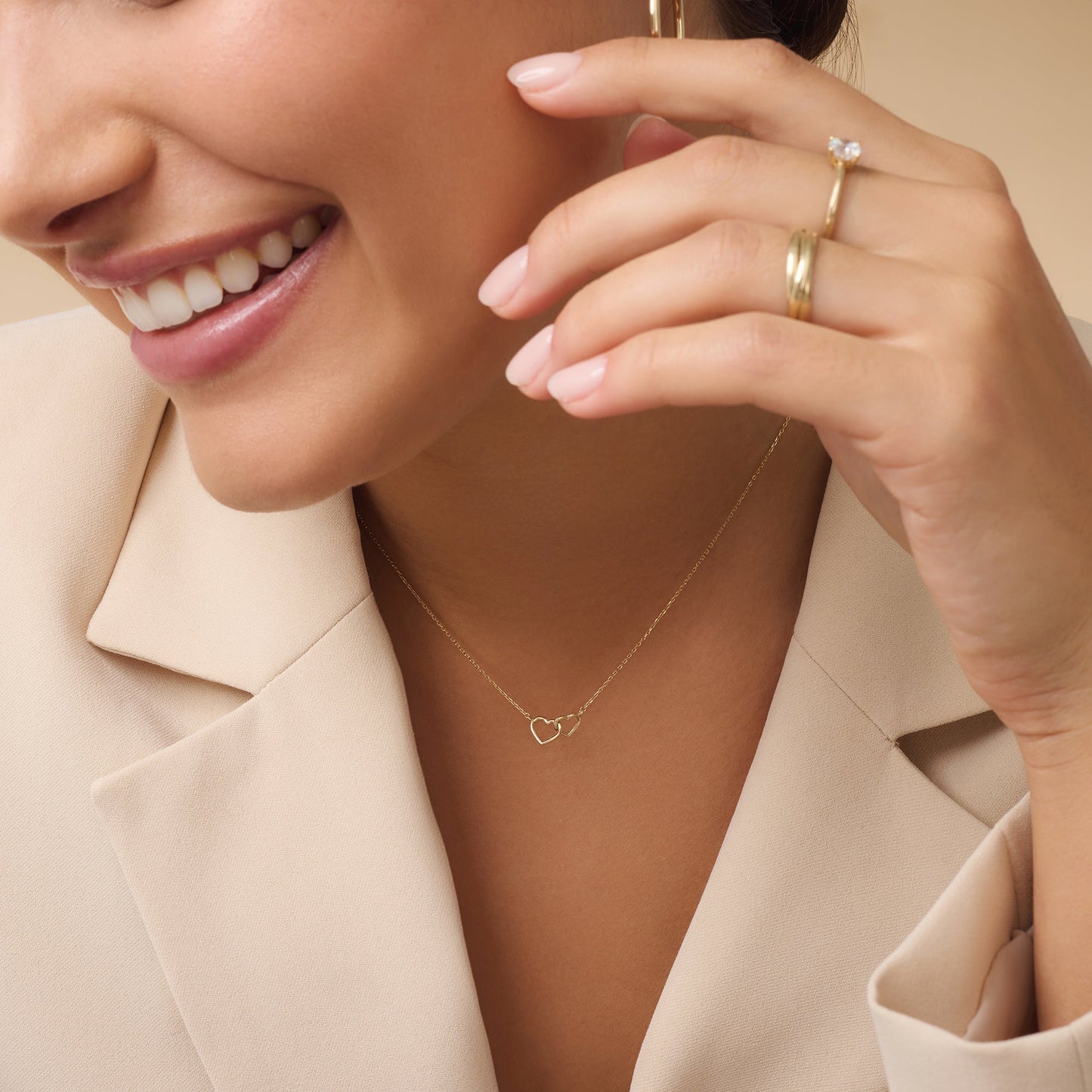 Linked Heart Pendant Necklace