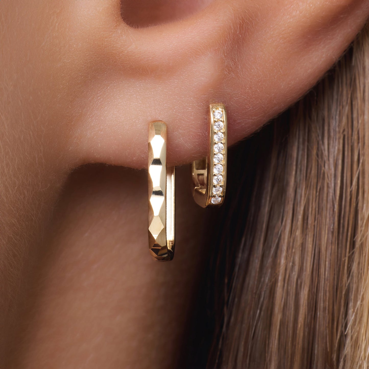 Hammered Small U Hoops (15mm)