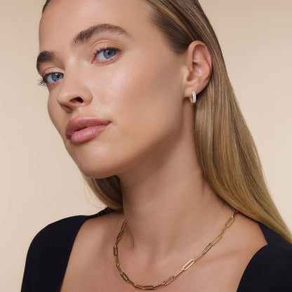 Sparkling Pav¨¦ Cubic Zirconia Huggie Hoops (15mm)