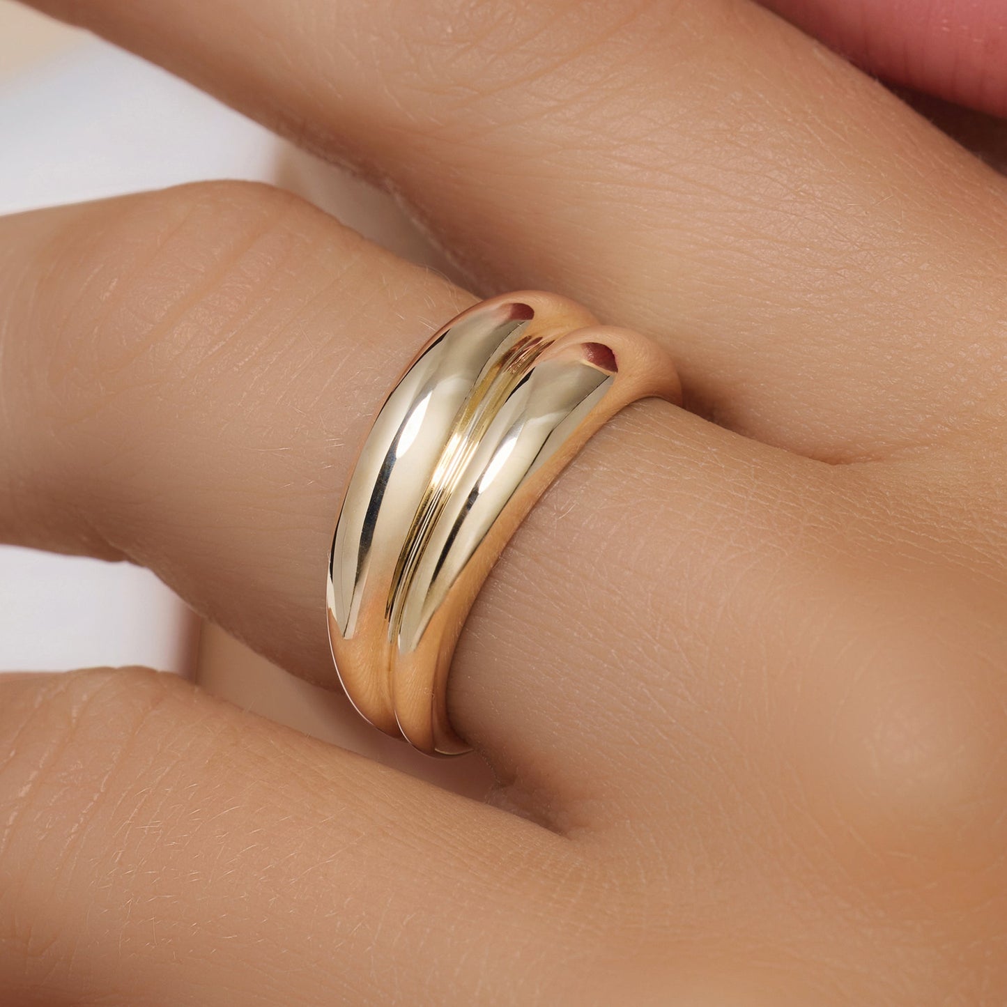 Double Curvy Dome Ring