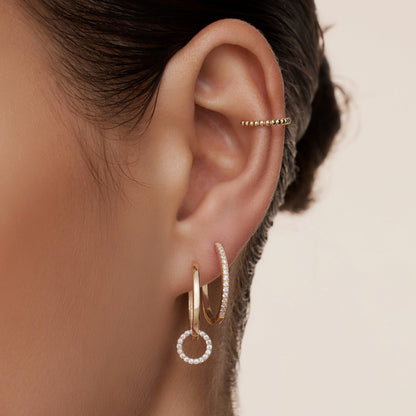 Solo Pave Moissanite Halo Hoop Charm