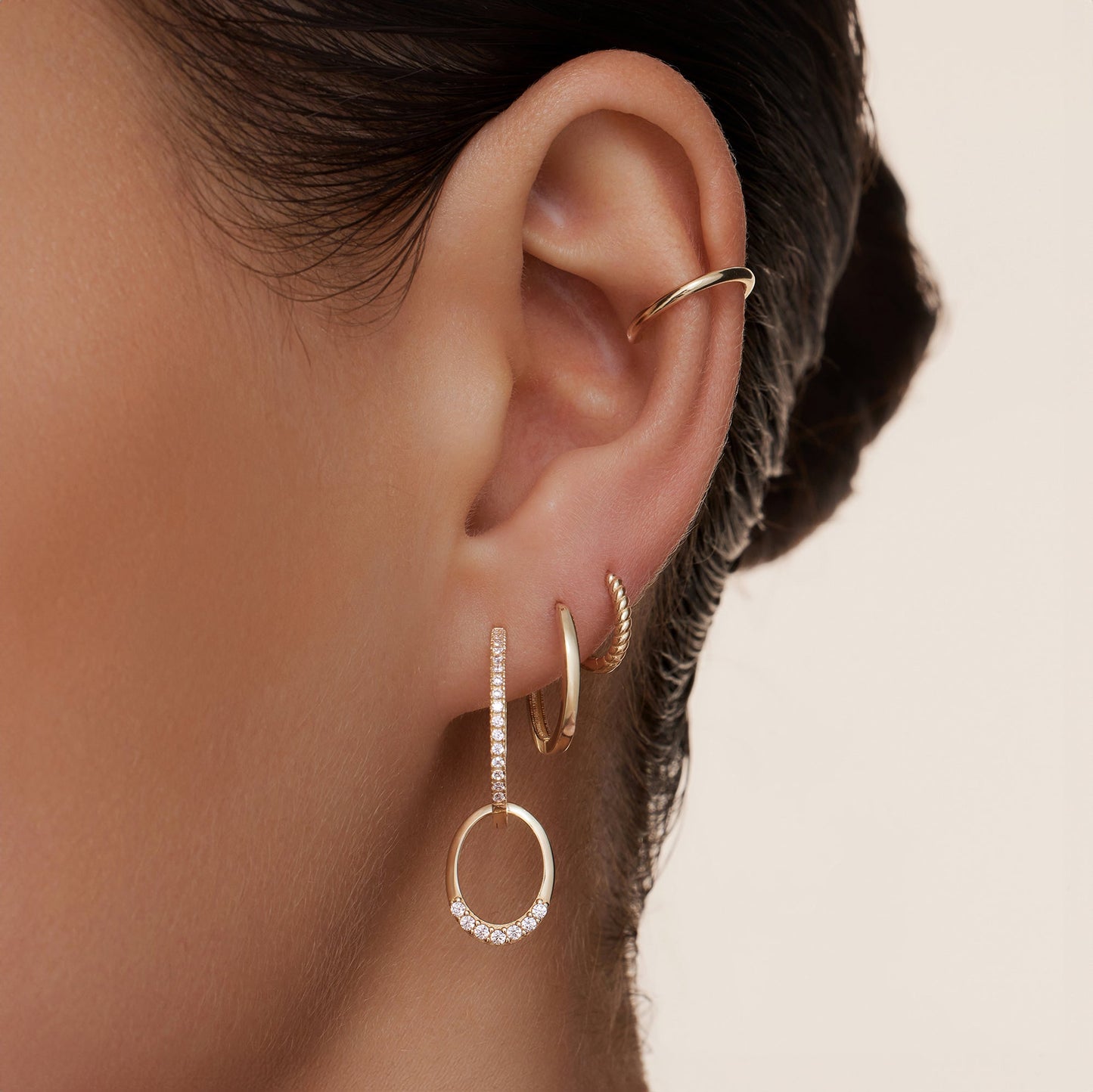 Solo Moissanite Oval Hoop Charm