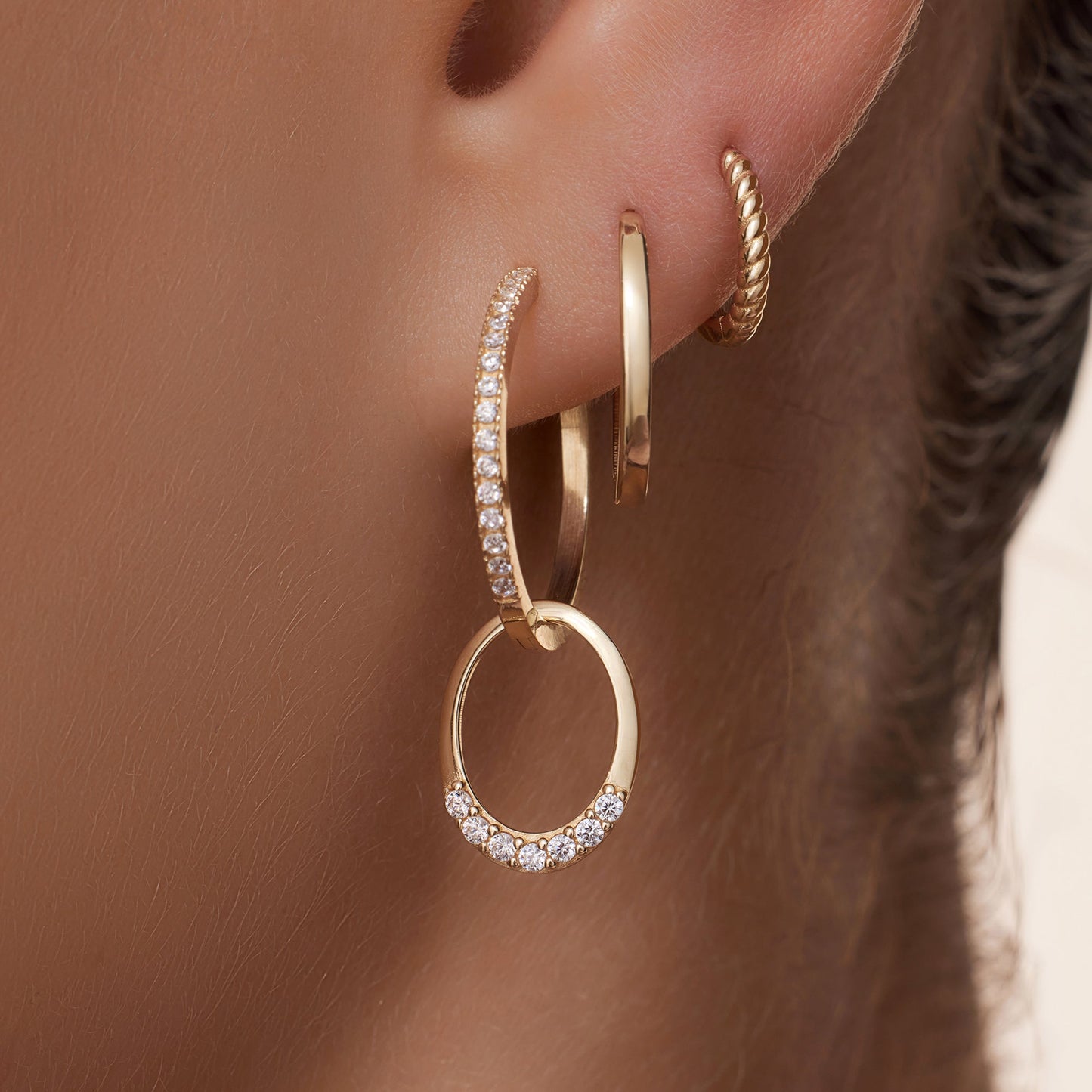 Solo Moissanite Oval Hoop Charm