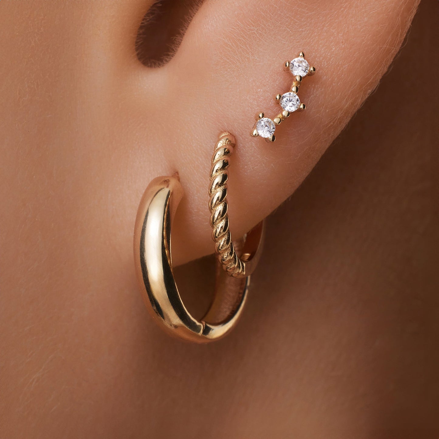 Twisted Huggie Hoops (12mm)