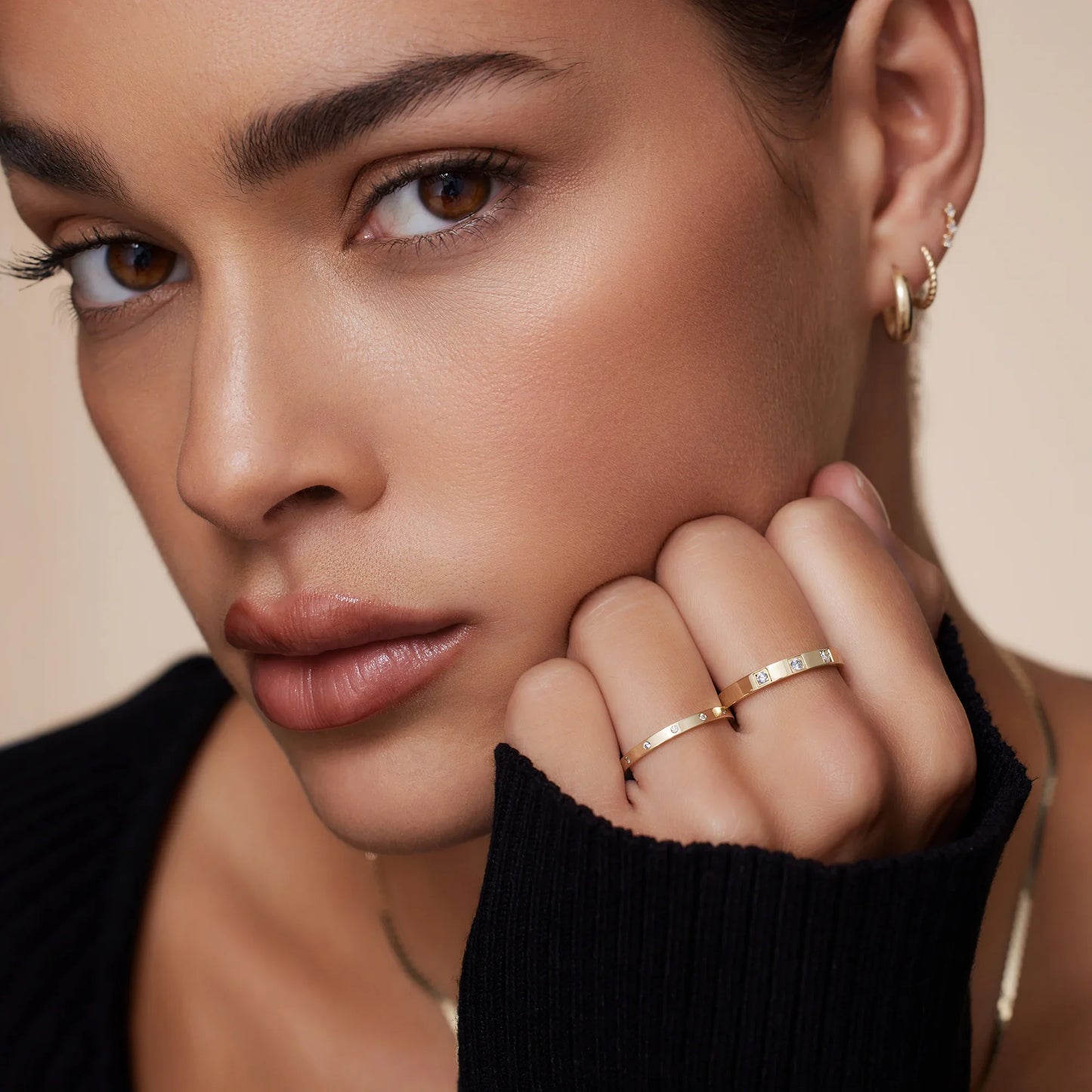 Threefold Moissanite Band Ring