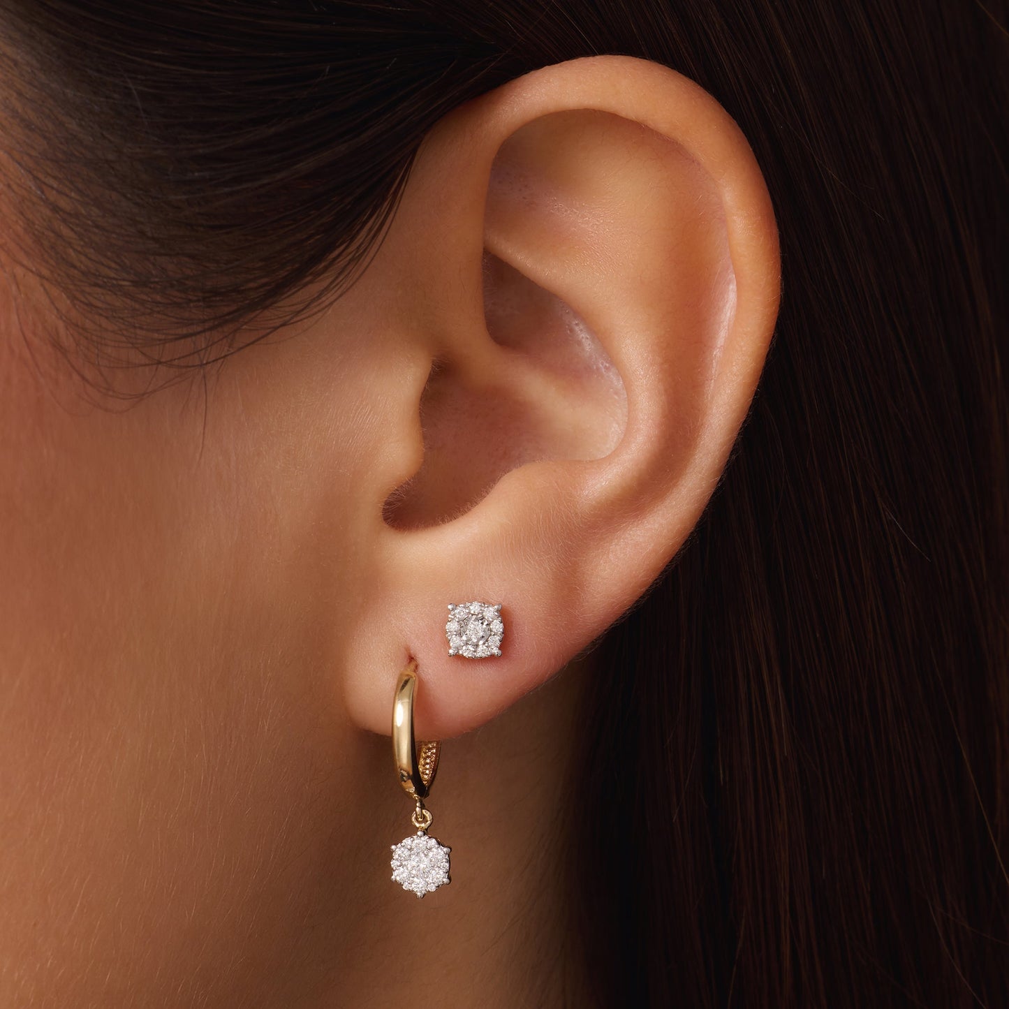 Four Prong Diamond Halo Studs (0.09 ct)