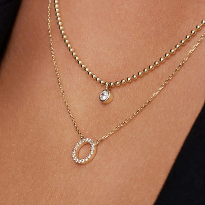 Bezel Set Moissanite Beaded Pendant Necklace