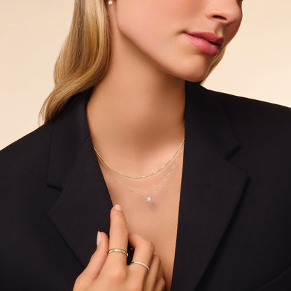 Four Prong Diamond Halo Pendant Necklace (0.05 ct)