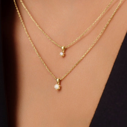 Six Prong Diamond Linked Pendant Necklace (0.10 ct)