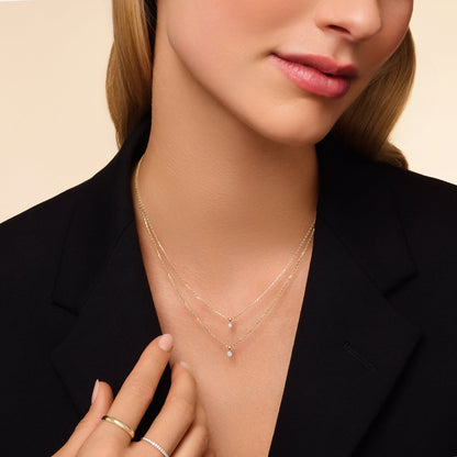 Six Prong Diamond Linked Pendant Necklace (0.10 ct)