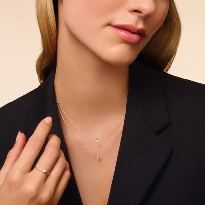 Four Prong Diamond Linked Pendant Necklace (0.07 ct)