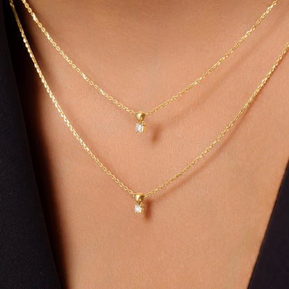 Four Prong Diamond Linked Pendant Necklace (0.07 ct)