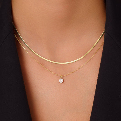 Six Prong Diamond Cluster Linked Pendant Necklace (0.08 ct)