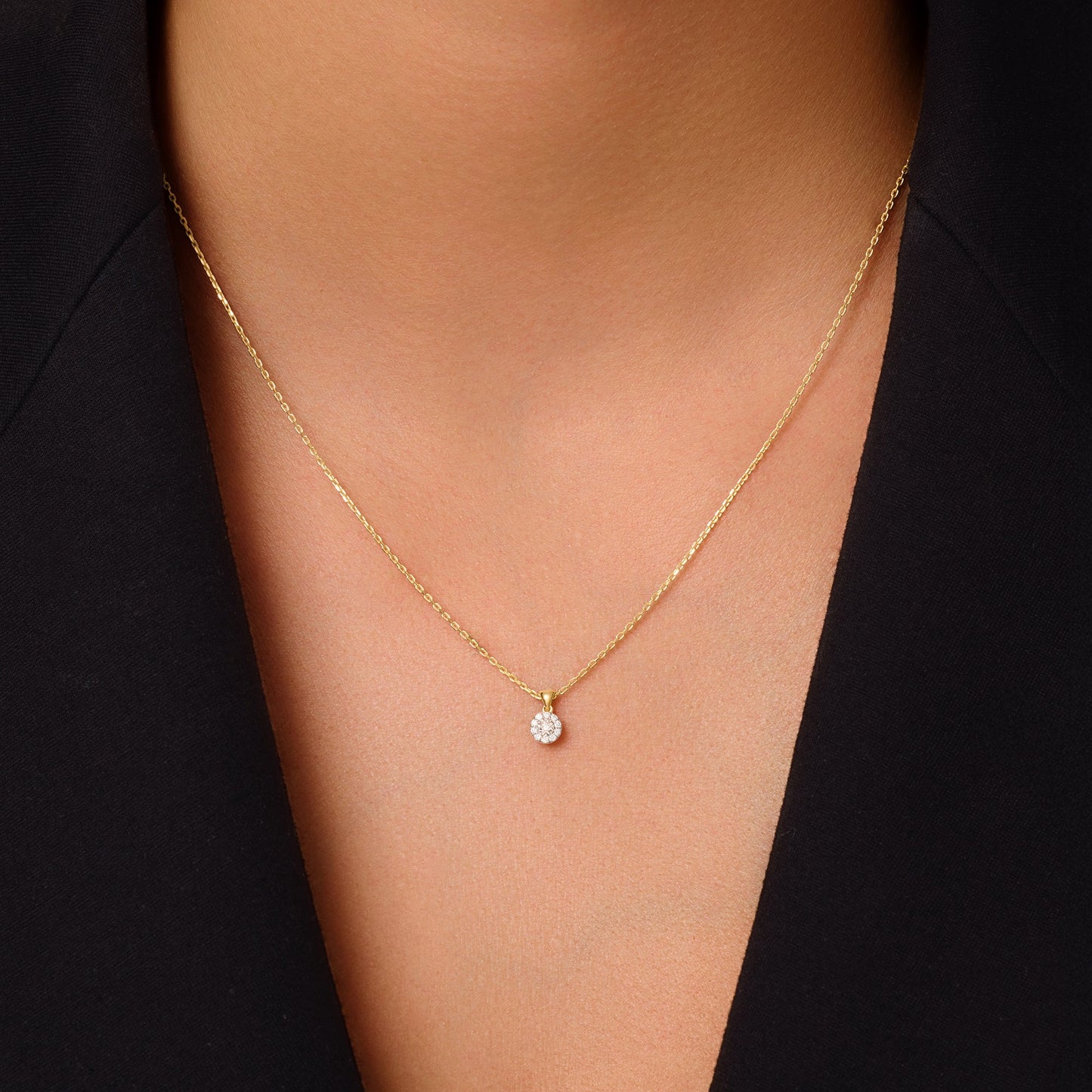 Diamond Halo Linked Pendant Necklace (0.05 ct)