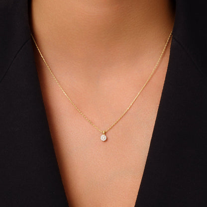 Diamond Halo Linked Pendant Necklace (0.05 ct)