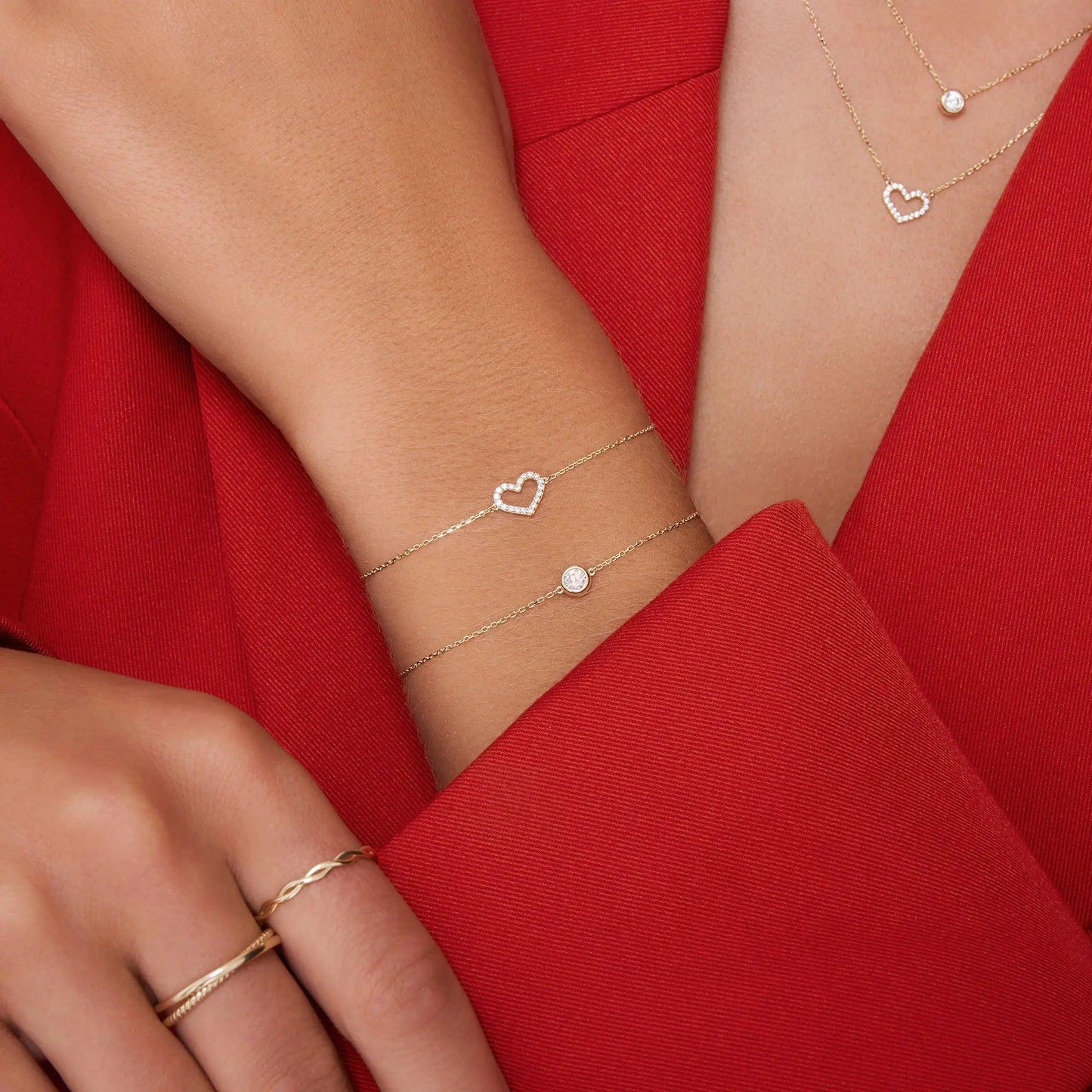 Pav¨¦ Cubic Zirconia Open Heart Bracelet