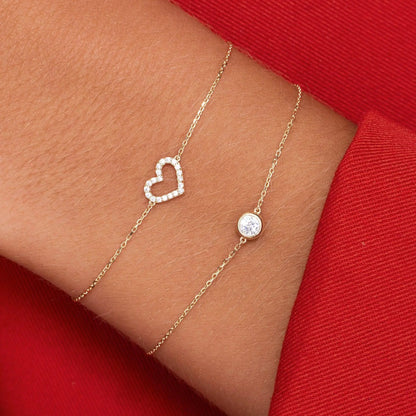 Pav¨¦ Cubic Zirconia Open Heart Bracelet