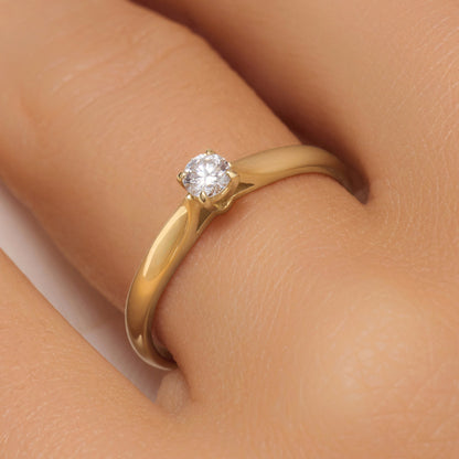 Four Prong Diamond Solitary Tapered Ring (0.15 ct)