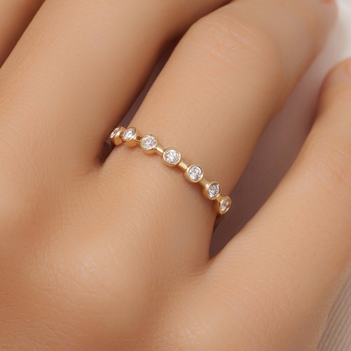 Bezel Set Diamond Band Ring (0.18 ct)