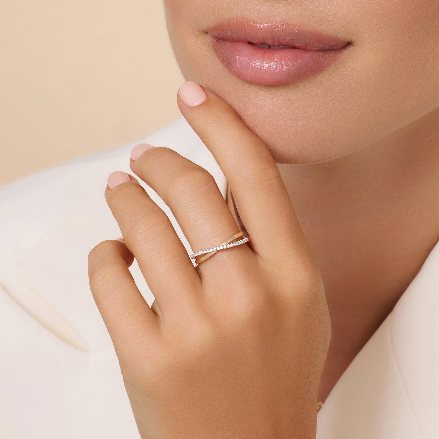 Diamond Crossover Ring (0.14 ct)
