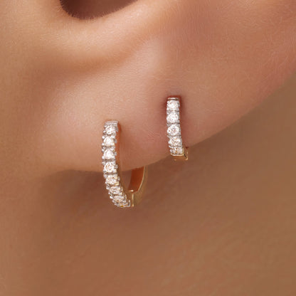 Pav¨¦ Diamond Mini Huggie Hoops (8mm) (0.05 ct)