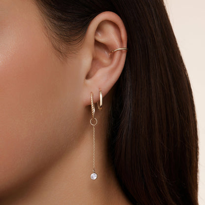 Round Cut Cubic Zirconia Drop Hoop Charm