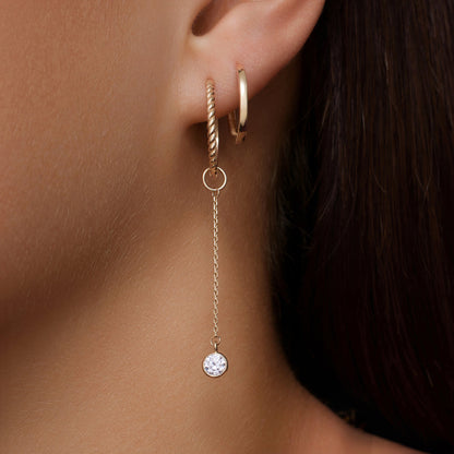 Round Cut Cubic Zirconia Drop Hoop Charm