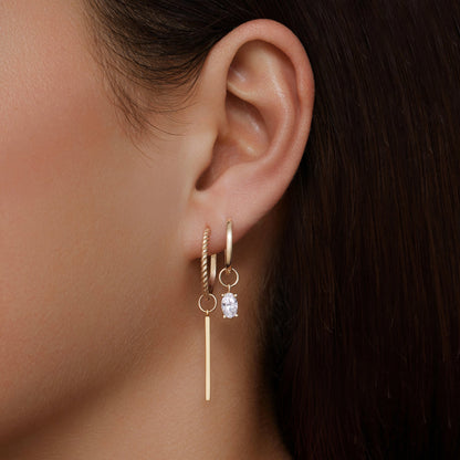 Oval Cut Moissanite Hoop Charm