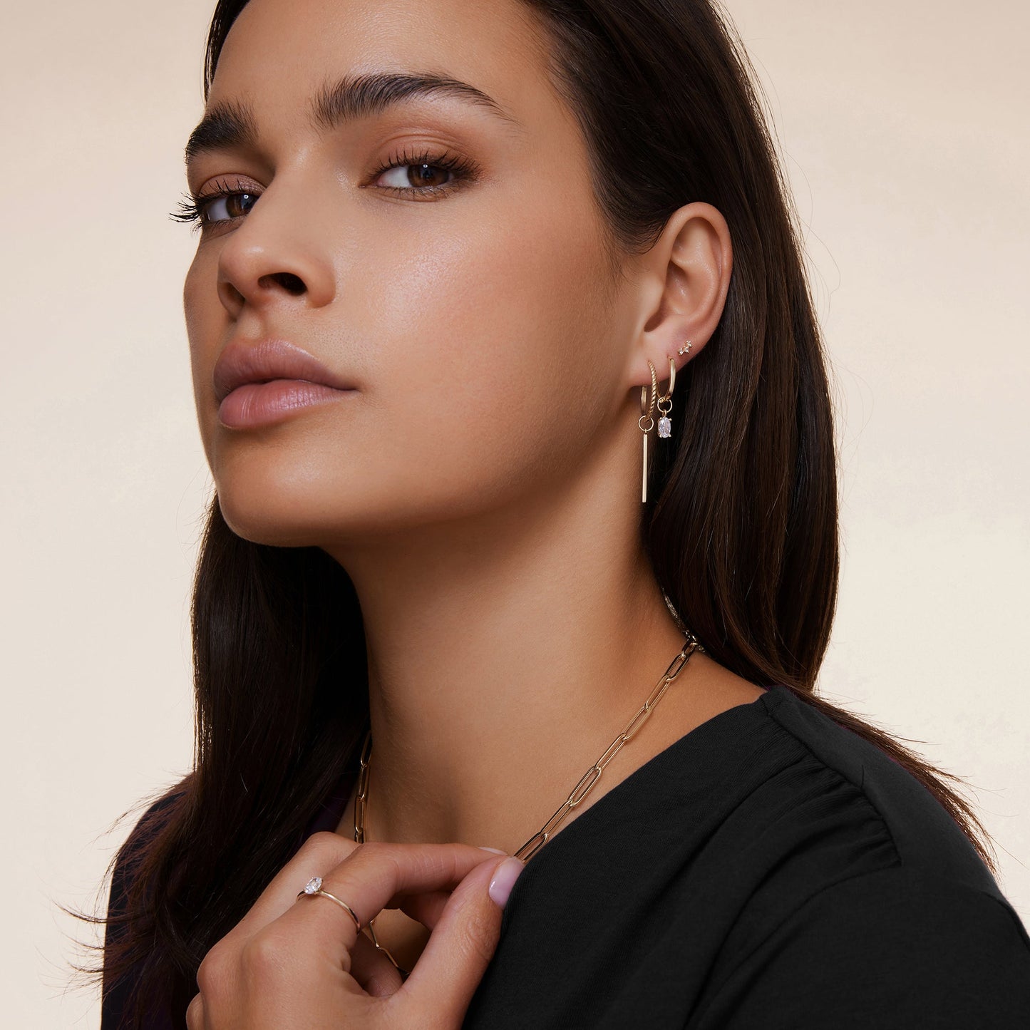 Oval Cut Moissanite Hoop Charm