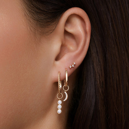 Pave Moissanite Moon Hoop Charm
