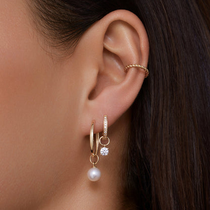 Round Cut Moissanite Hoop Charm