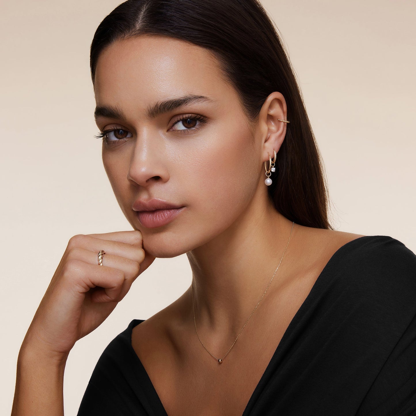 Round Cut Moissanite Hoop Charm