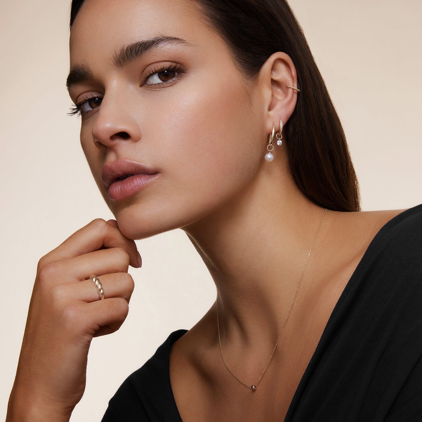 Round Cut Moissanite Hoop Charm