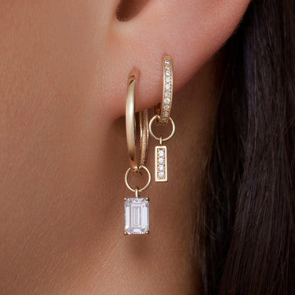 Pav¨¦ Cubic Zirconia Bold Bar Hoop Charm
