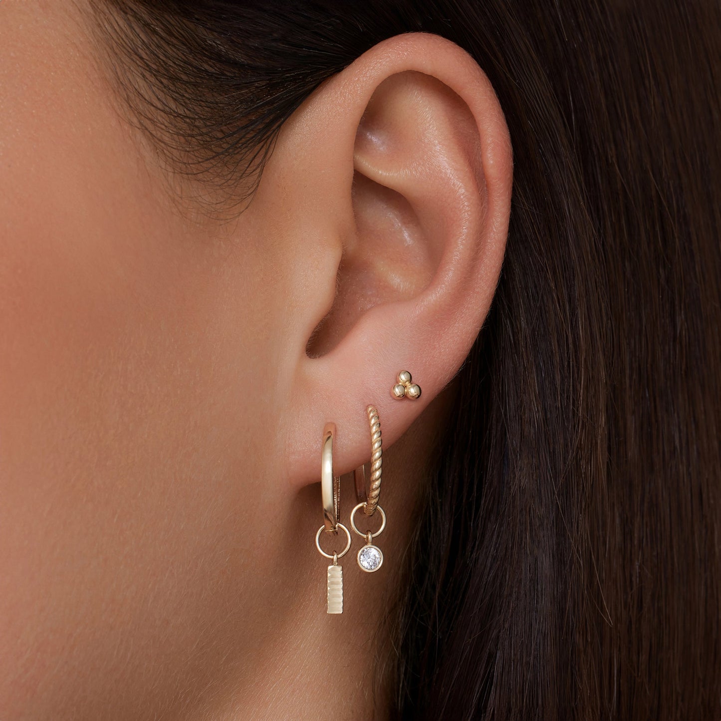 Bezel Set Moissanite Hoop Charm