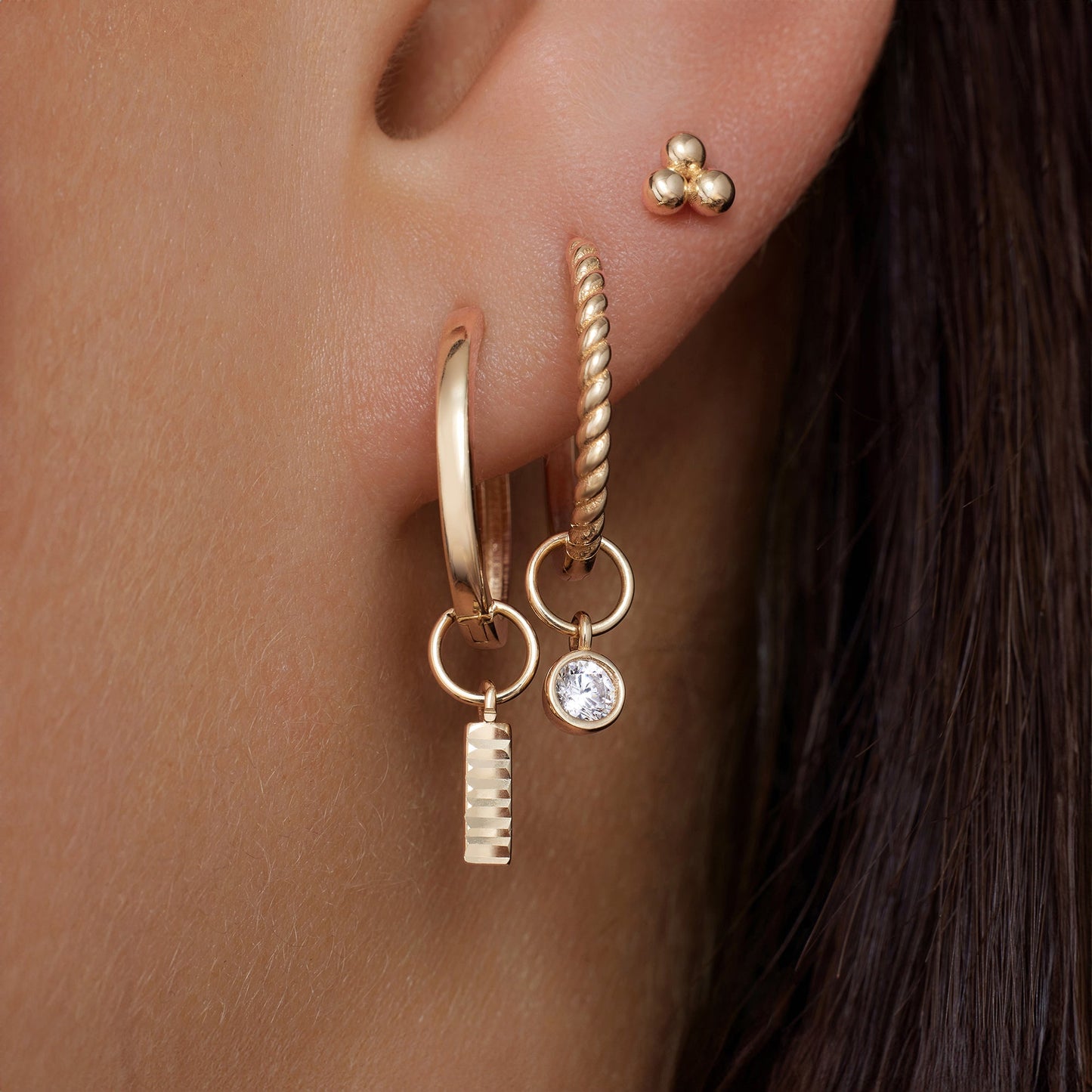 Bezel Set Moissanite Hoop Charm