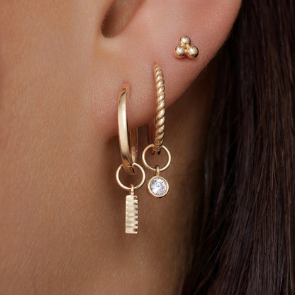 Bezel Set Moissanite Hoop Charm