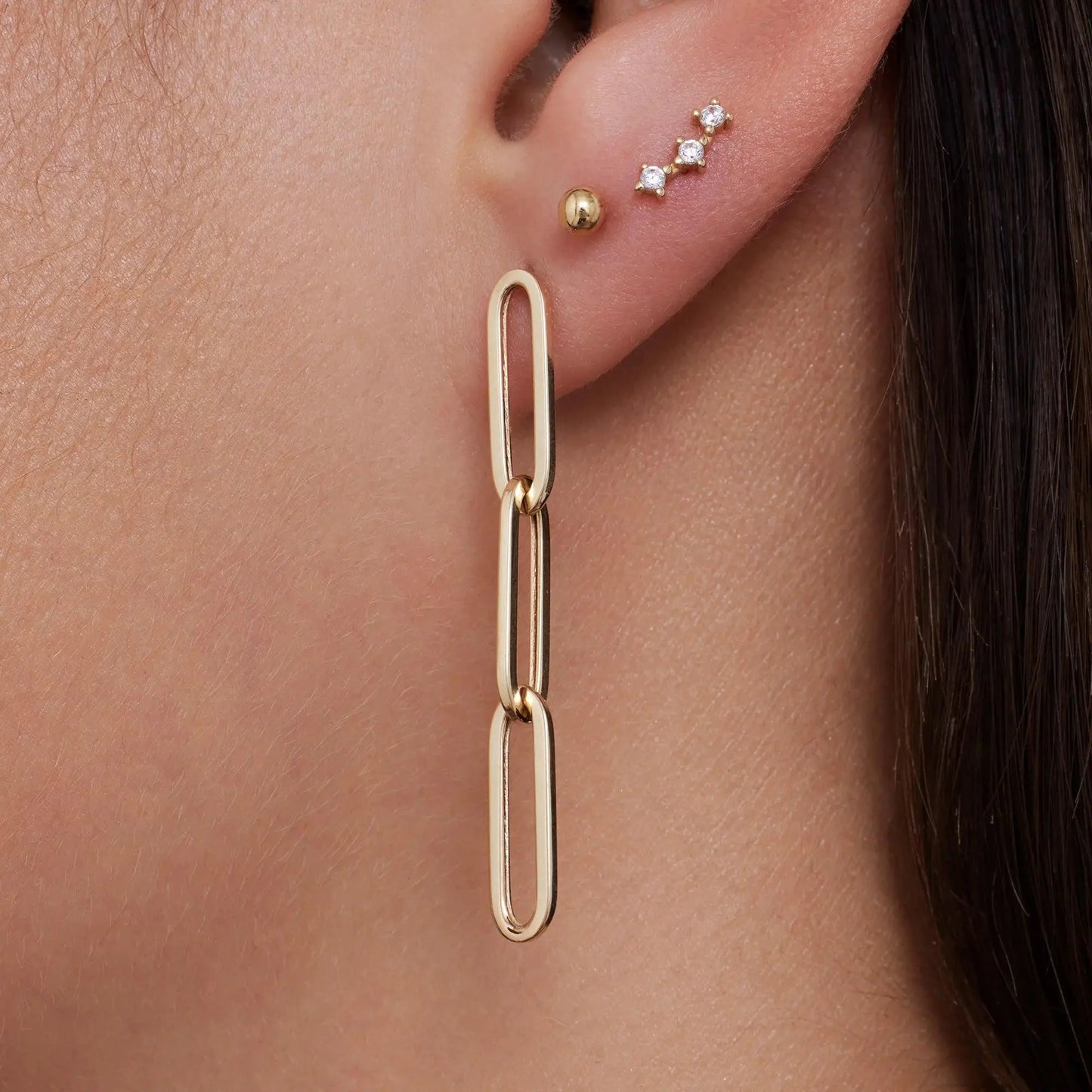 Triple Paperclip Drop Earrings