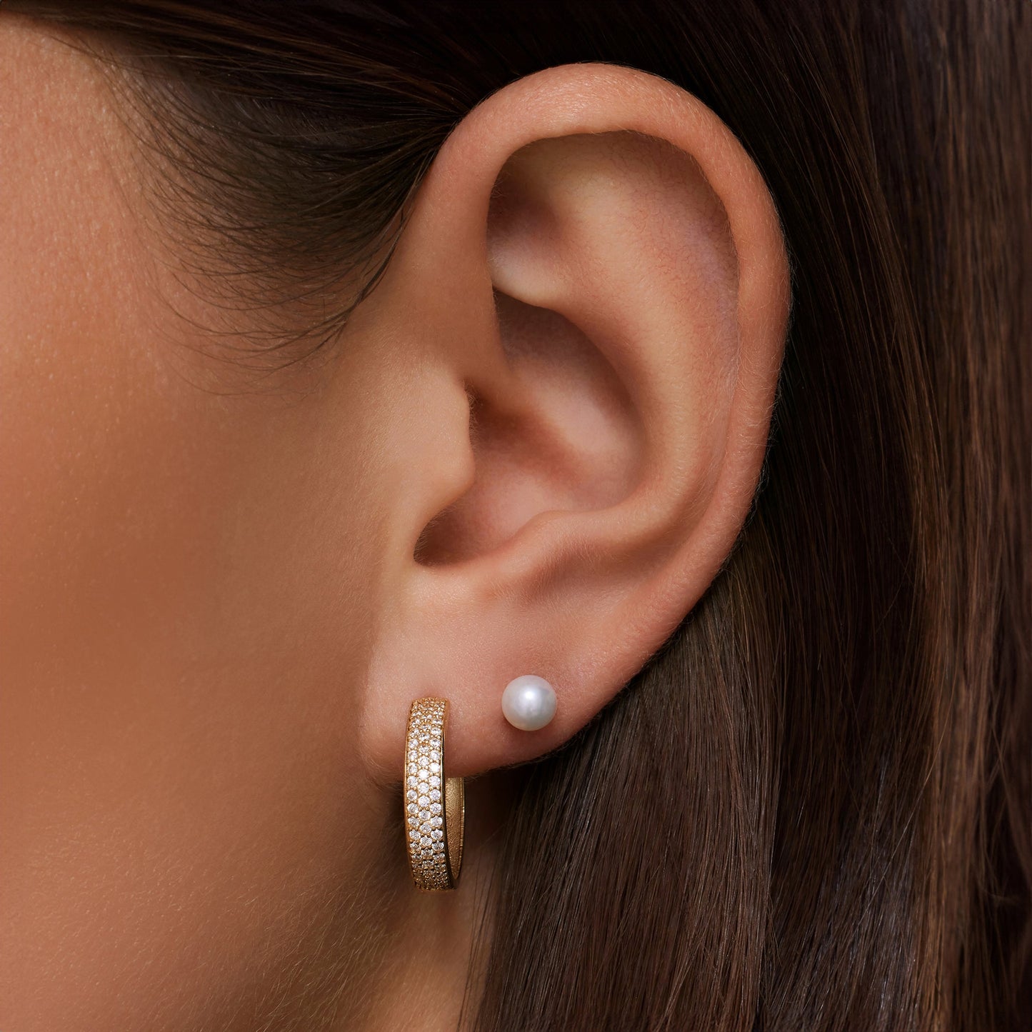 Pave Moissanite Bold Medium Hoops (18mm)