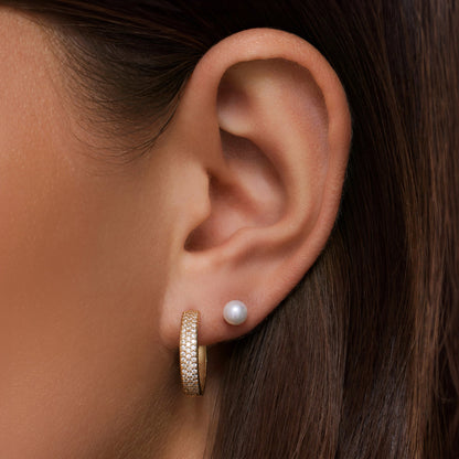 Pave Moissanite Bold Medium Hoops (18mm)