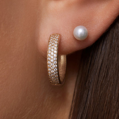 Pave Moissanite Bold Medium Hoops (18mm)