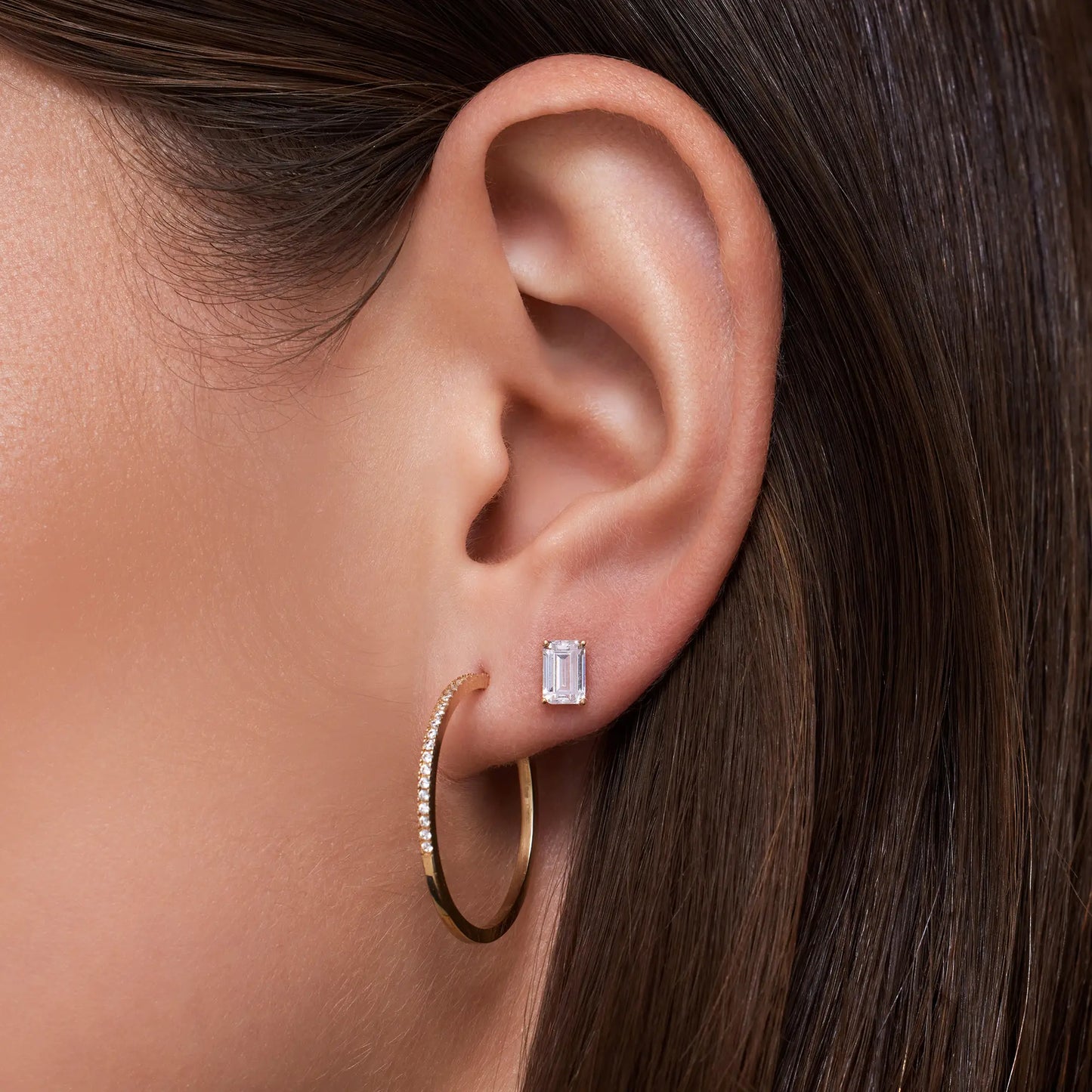 Pav¨¦ Zirconia Large Hoops Earrings Set