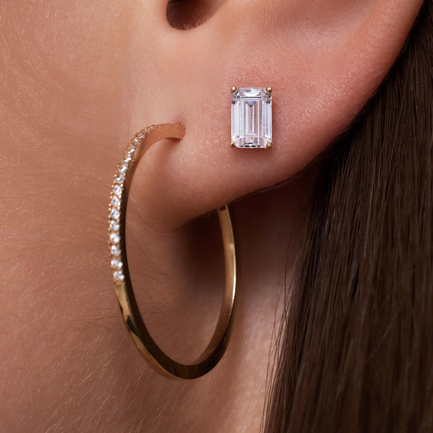 Pav¨¦ Zirconia Large Hoops Earrings Set