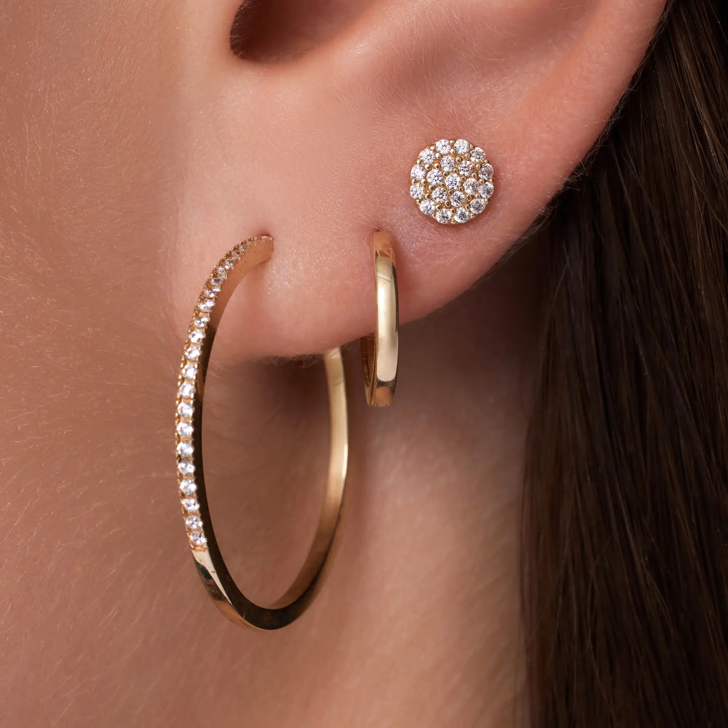 Pave Moissanite Round Studs