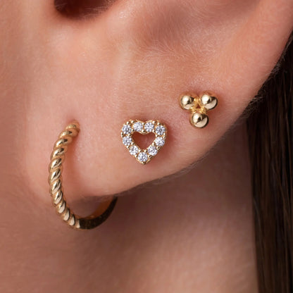 Pav¨¦ Cubic Zirconia Open Heart Studs