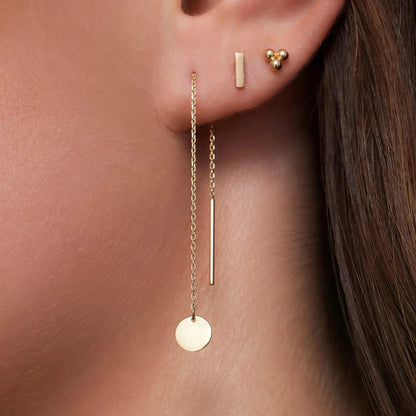 Coin Pull Through Drop Earrings