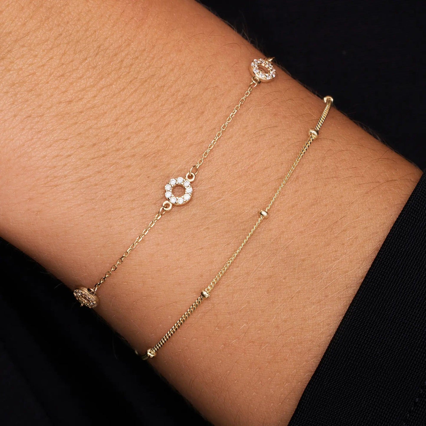 Stationed Pav¨¦ Cubic Zirconia Halo Bracelet