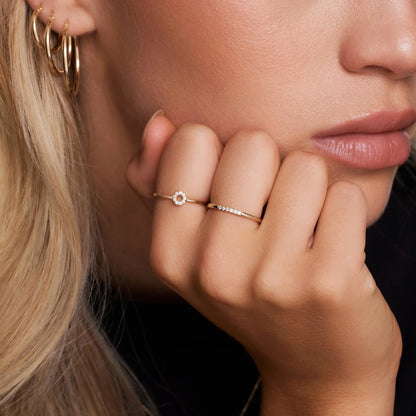 Pave Moissanite Halo Ring
