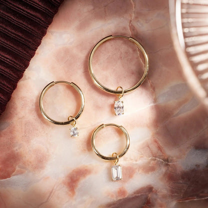 Round Cut Moissanite Hoop Charm