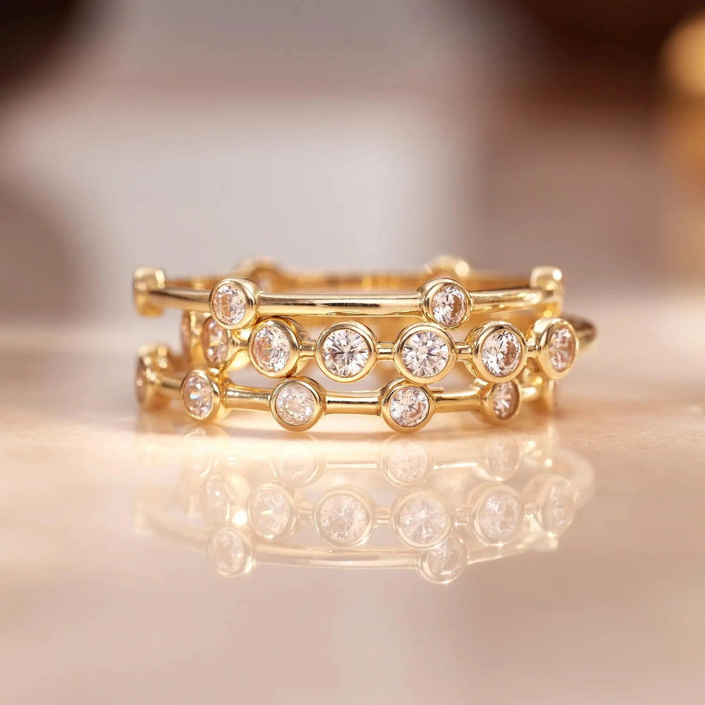 Bezel Set Moissanite Band Ring